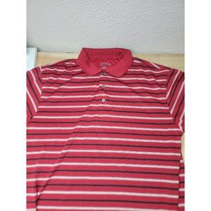 PGA Tour Men's Short Sleeve Casual Formal Polo Shirt Size L White/Black Stripes